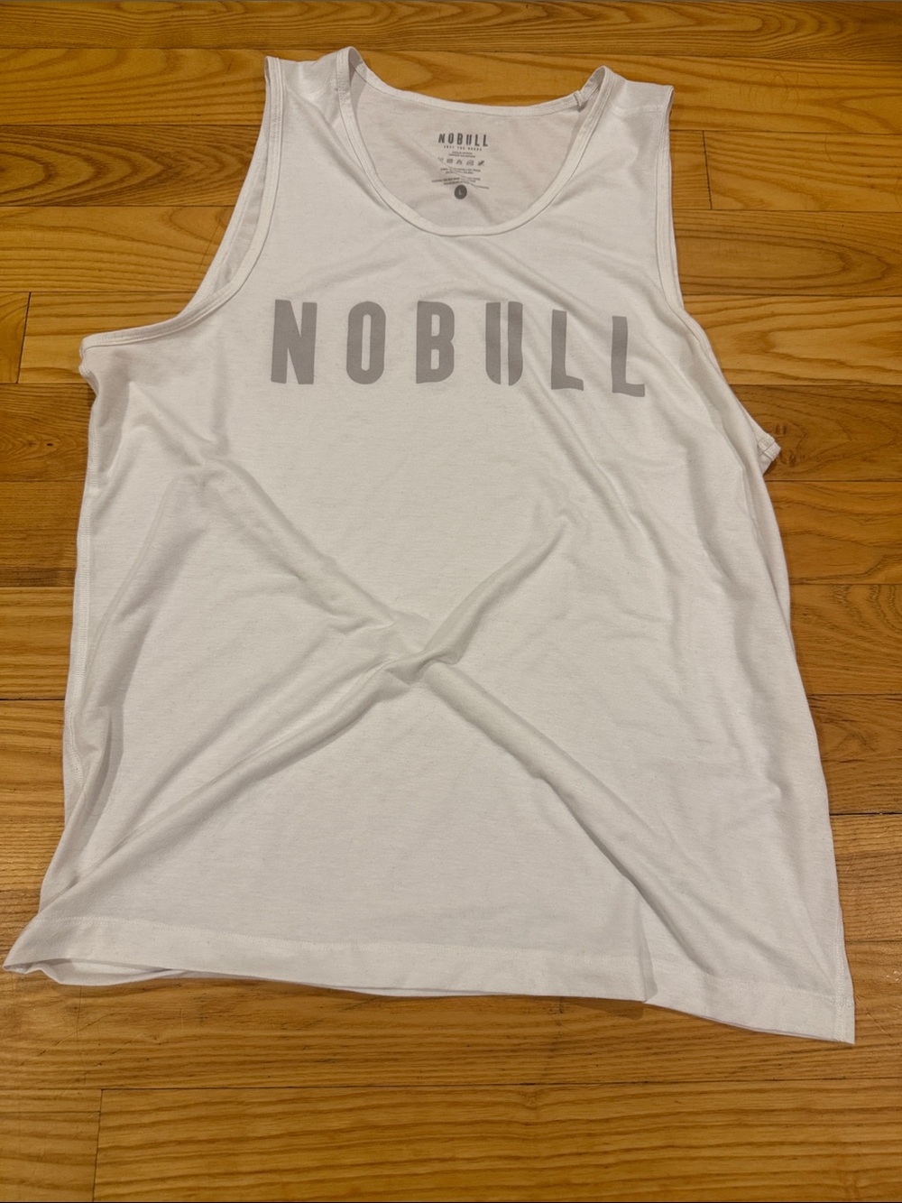 NOBULL White Tank Top with Gray Logo